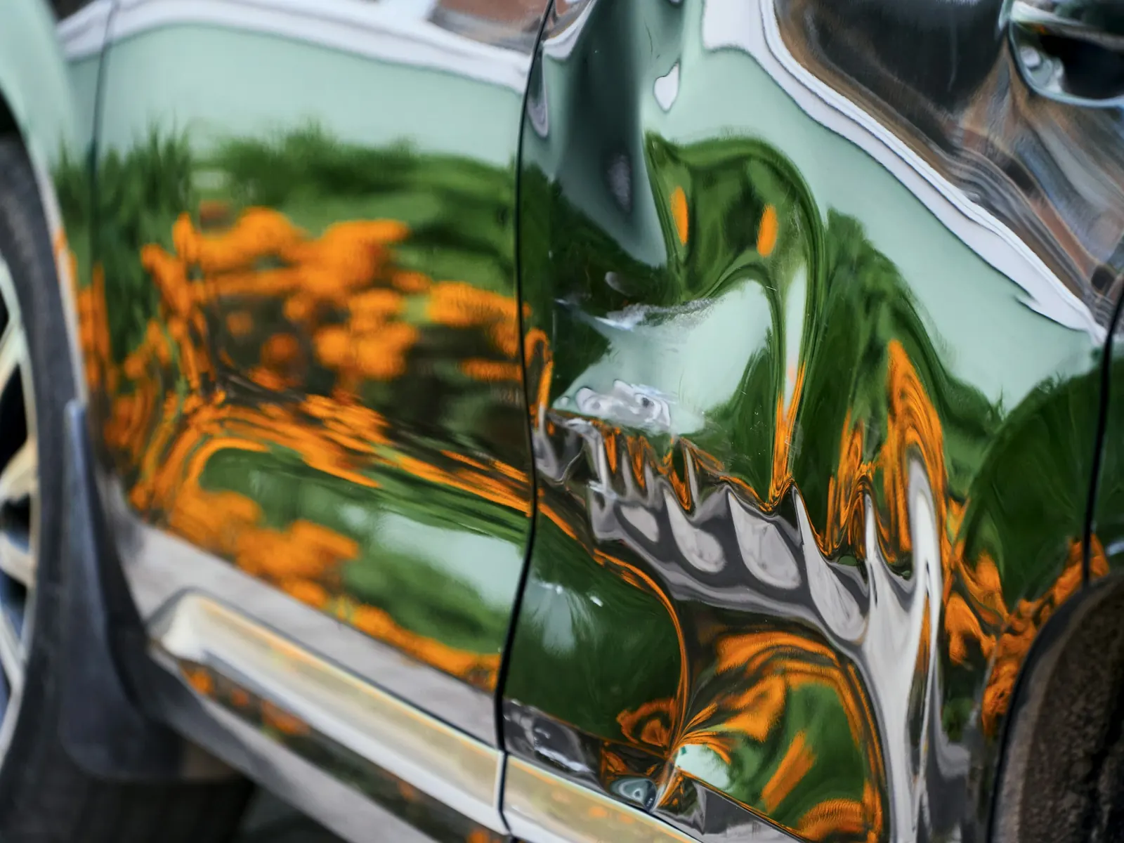 Dented car door